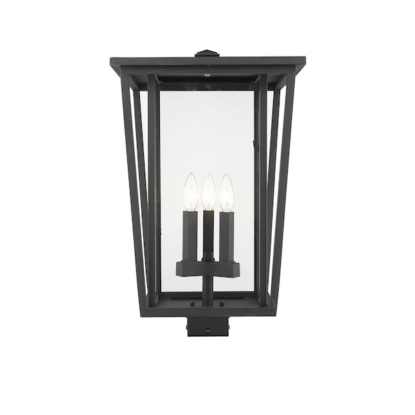 Z-Lite Seoul 3 Light Outdoor Post Mount Fixture, Black & Clear 571PHXLS-BK - main